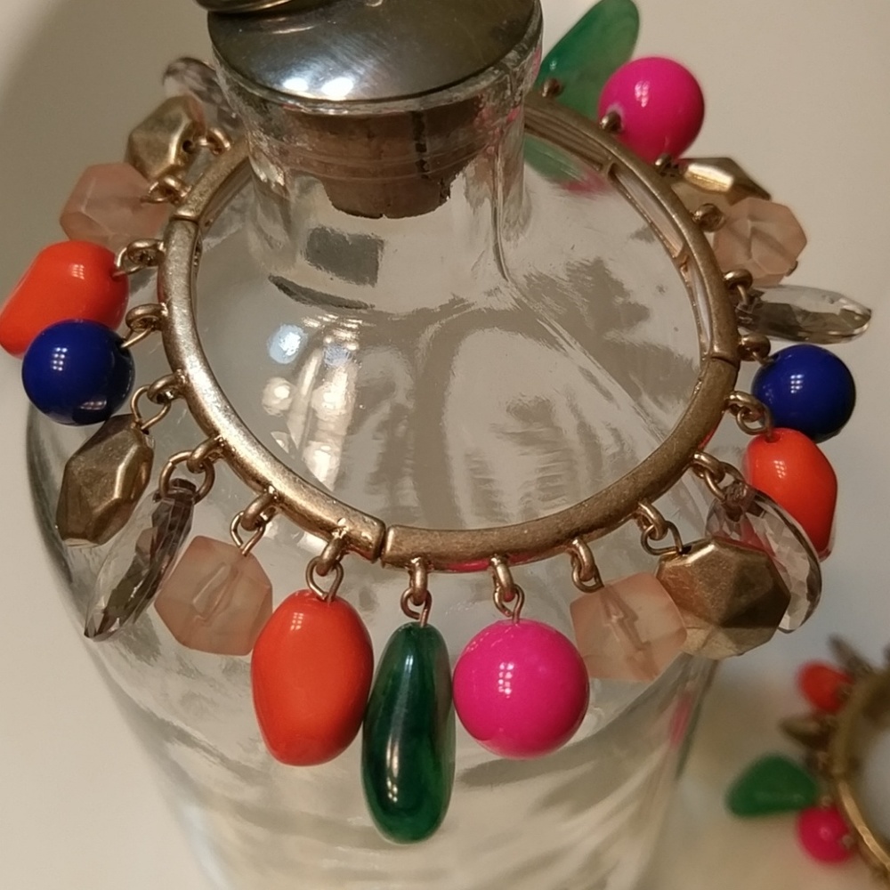 Set of two Boho bracelets gold multi color NEW - Picture 6 of 7